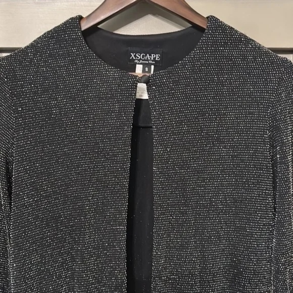 Xscape Beaded Formal Jacket Black Metallic Single Button Size Small - Picture 4 of 12
